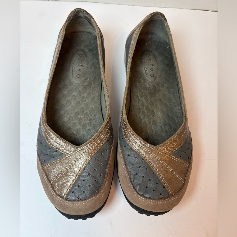 Privo Clarks bronze brown leather slip-on loafers size 6M